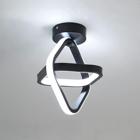 Plafoniera a LED, Lampadario moderno nero Lampada da soffitto per corridoio quadrato da 22 W per balcone del corridoio, luce bianca 4000 K, diametro 22 cm