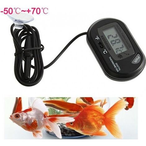 Thermometre Aquarium - Capteur Numerique LCD - Sonde Immersible Avec Câble 102 cm - Précision ±1 °C - Alimenté Pile LR44 - 1 Pièce