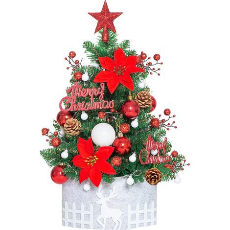 Mini Sapin de Noël 60cm Arbre de Noël Artificiel Sapin Noel Artificiel LED avec Guirlandes Lumineuses et Ornements (1/5)