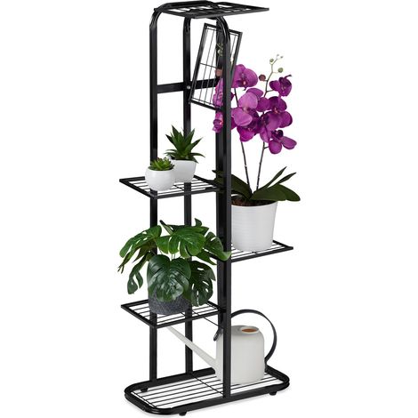 Relaxdays Estantería para plantas metálica, 6 niveles, interior/exterior, 107x44x24 cm, negro