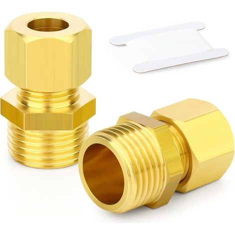 2 pièces raccord de tuyau à compression en laiton, diamètre extérieur du tuyau 12 mm x connecteur mâle 1/2" BSP (1/4)