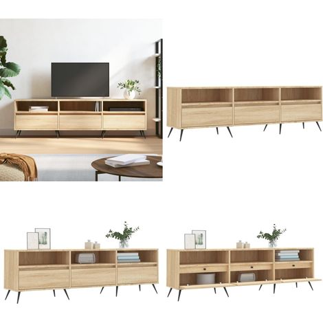 TV-Schrank Sonoma-Eiche 150x30x44,5 cm Holzwerkstoff - TV-Schrank, TV-Schränke, TV-Ständer, TV-Board, TV-Bank, TV Sideboard, Fernsehschrank, HiFischrank, Medienschrank, Entertainment-Center, Fernsehko (1/5)