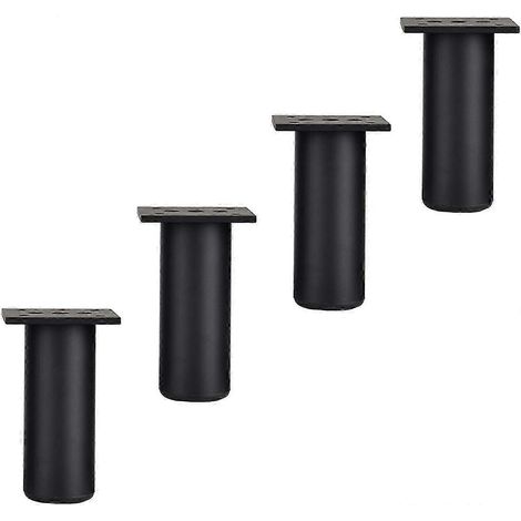 Lot de 4 pieds de meubles, pieds de support réglables pour canapé, pieds de lit/meuble TV en métal, résistants à l'usure, avec vis, noirs, 10 cm, 26 s (1/5)