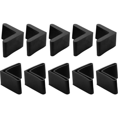 Piedini angolari in ferro per mobili (30 mm/1,18") 10 pezzi, copripiedini in PVC a forma di L - per piedini per mobili, protezioni per piedini per mensole, nero (1/4)