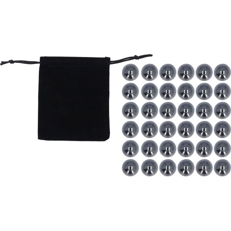 36 Pièces Billes Aimantées Jouet Anti-Stress Ferrite Noires Polies Sphères Magnétiques 15mm avec Sac en Tissu (1/5)