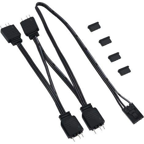 Câble adaptateur pour éclairage de ventilateur PC avec connecteur 5V 3 broches pour cartes mères, compatible avec les adaptateurs d'éclairage de ventilateur Pirate HDLL120, multicolore (un pour quatre (1/5)