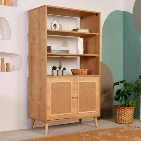 Bibliothèque, étagère de Bureau, Meuble Porte-Livres, bibliothèque, 90x40h110 cm, chêne (1/5)