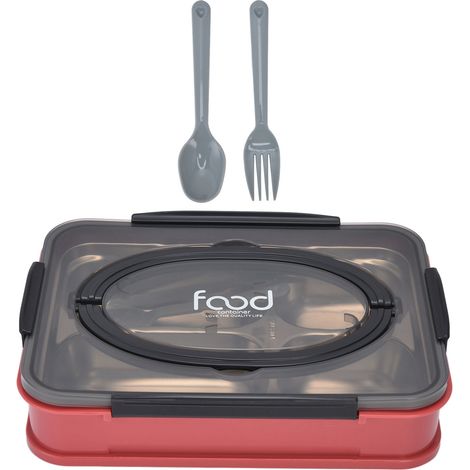Plateau repas multifonctionnel en acier inoxydable compartimenté pour étudiants, cantine scolaire, rouge aubépine (4 compartiments) (1/5)