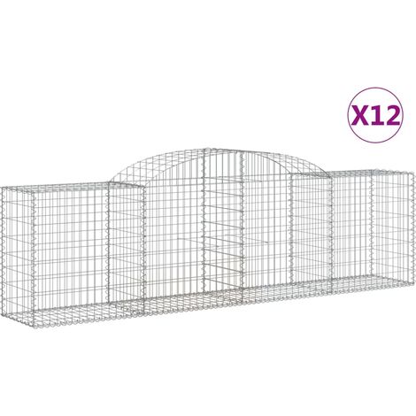 Paniers à gabions clôture cage mur de soutènement arqués 1lot de 2 300 x 50 x 80/100 cm fer galvanisé Argent