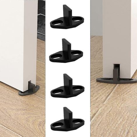 Guide pour porte escamotable, lot de 4 guides de sol pour porte coulissante, bas de porte coulissante de style grange pour porte de placard en bois