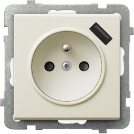 Ospel Sonata prise électrique écru avec charge USB 2,1A