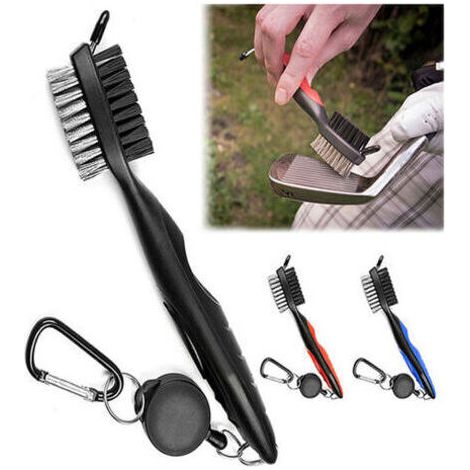 NALOOKAMIC Brosse De Club De Golf Tetes De Brosse Double Cordon De Zip-Line Retractable Outil De Nettoyage De Groove De Club De Golf,Rouge (1/4)