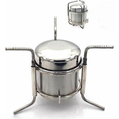 Portable Camping Alcohol Stove Stainless Steel Folding Outdoor Alcohol Cooker Mini Spirit Cooker Picnic BBQ Cookout Pan (1/5)