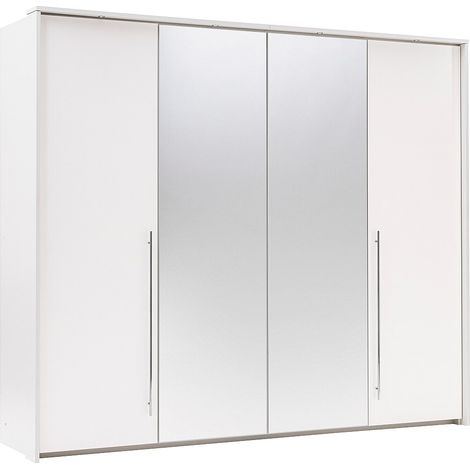 Armadio 2 ante con specchio e LED L255 cm Bianco - INGINA (1/4)