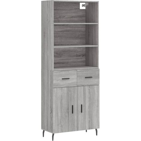 Aparador cajonera mueble almacenaje organizador cocina salón salón alto sonoma 695 x 34 x 180 cm madera de ingeniería gris 020035537 (1/5)