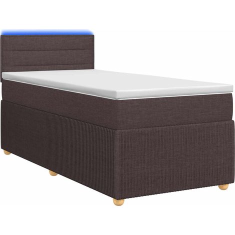 Lit boxspring avec matelas Marron foncé 90 x 200 cm Tissu vidaXL (1/5)
