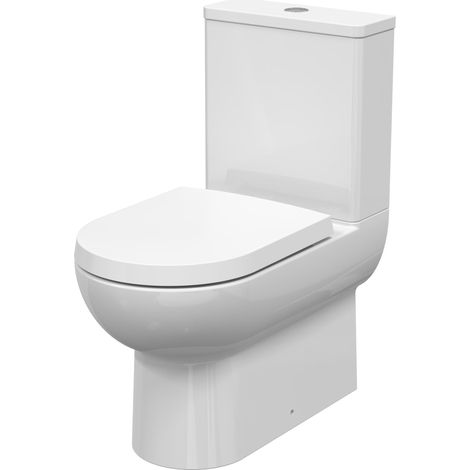 Nuie Isla Rimless Back to Wall Close Coupled Pan with Push Button Cistern - Excluding Seat