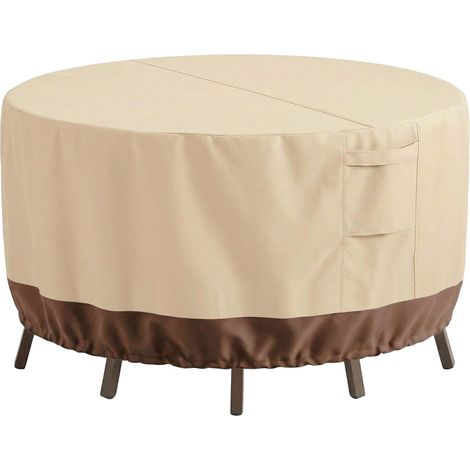 Rundes Haus für Terrassenmöbel, Anti-Verfärbung, UV-beständig, für Tisch und Chaiselongues, Beige und Kastanienbraun, 152 x 58 cm (Durchmesser x H) (1/5)