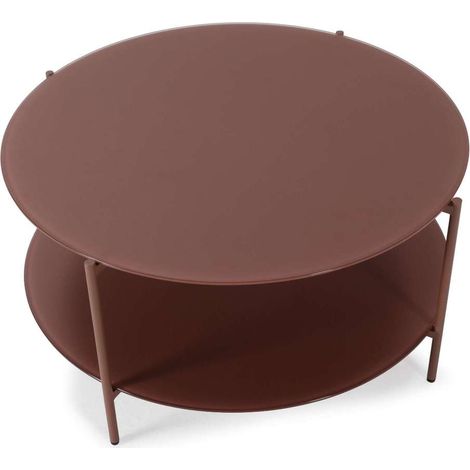 Mesa de centro redonda modelo Dafne acabado terracota, 40cm(alto) 83.4cm(ancho) 83.4m(fondo). (1/4)