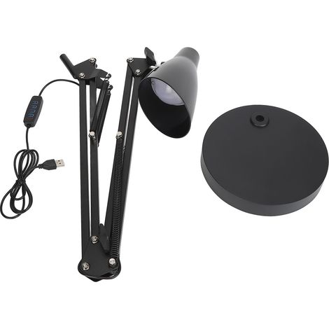 Lampe de bureau à bras articulé, 10 modes de luminosité, LED USB, pliable et réglable, idéale pour les tatouages (noire). (1/5)