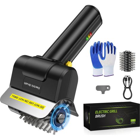 USB rechargeable electric barbecue brush with high-speed motor, portable 2000mAh electric barbecue cleaning brush with double safety lock, safe (1/5)