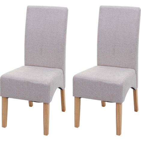 2er-Set Esszimmerstuhl Crotone, Küchenstuhl Stuhl, Stoff/Textil MVG-zertifiziert creme beige, helle Beine (1/5)