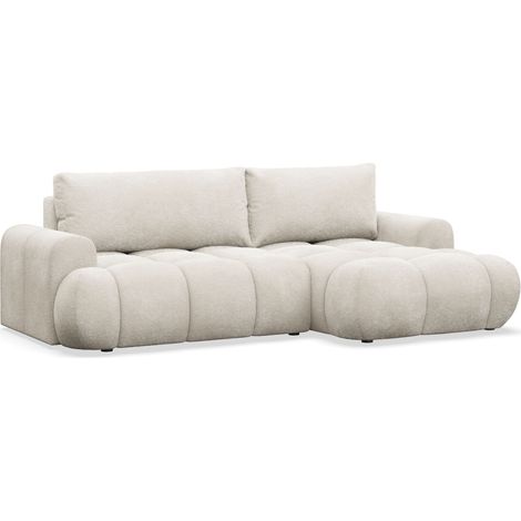 Selsey Ombo Mini - Ecksofa mit Schlaffunktion, Bettkasten und Bouclé-Bezug, Creme, rechts (1/5)