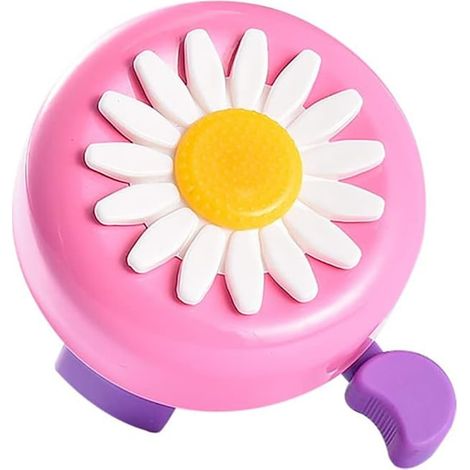 Sonnettes vélo enfant tournesol rose blanc, accessoire guidon, klaxon vélo fille garçon, anneau lumineux, paire, cadeau (1/5)
