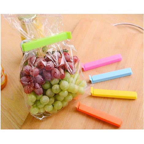 Lot de 5 Clips de Fermeture pour Sachets, Plastique, 11 cm Clip alimentaire aléatoire de couleur, peut recevoir une seule couleur (1/4)