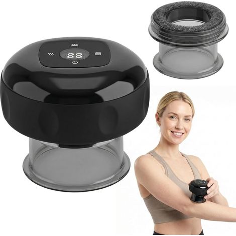 Ventouse Électrique Infrarouge, Masseur Électrique 5 en 1 par Ventouses Thérapie Intelligent Machine de Massage Électrique avec 12 Niveaux de Température pour la Réduction de Cellulite (Noir) (1/5)