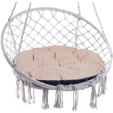 Cojín de jardín de 65 cm para silla colgante, diseño de nido de cigüeña, impermeable, color capuchino. (1/5)