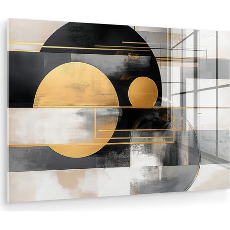 CUADRO DE METACRILATO Abstracto - Oro - Plata - Formas - Estética - Moderno Cuadros Decorativos 120x80 (1/5)
