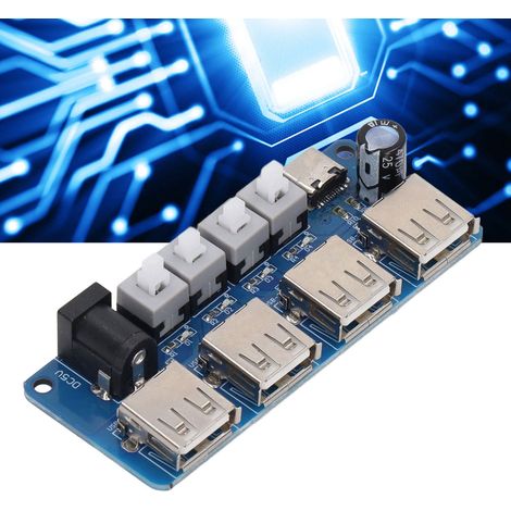 Module d'extension d'alimentation avec bouton de commande, alimentation 5 V, carte de distribution d'alimentation USB à 4 canaux, concentrateur d'alimentation (1/5)