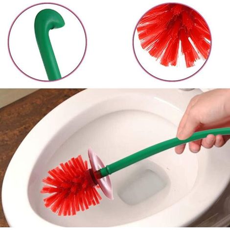 Rote Kunststoff-Toilettenbürste mit Halter und originellem, dekorativem, kirschförmigem Toilettenhalter für das Badezimmer, 38 cm