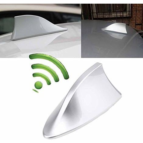 Antenne aileron de requin pour voiture, antenne aileron de requin avec signal radio argentée (1/4)