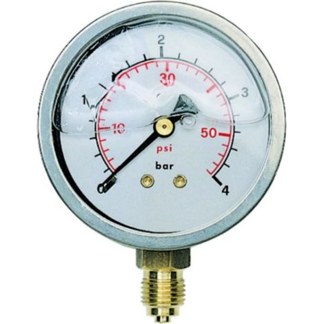 Manomètre radial en laiton Ø63, 4 bars, raccord 1/4", indice de protection IP65 (1/5)
