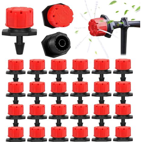 1/4 Pouce : goutteurs et arroseurs réglables, Lot de 100 pièces, émetteurs d'irrigation Automatique, Micro-pulvérisateurs compatibles avec Les systèmes d'arrosage (Rouge) (1/5)