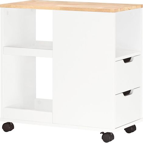 SoBuy Tavolino da salotto Tavolino leterale Carrello da soggiorno Comodino con ruote Bianco 60x30x60cm FBT130-WN (1/5)