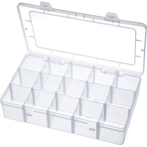 Boîte de rangement de pointes d'ongles de pilules Portable 15 grilles en plastique bijoux perles pilules linge pack (1/5)