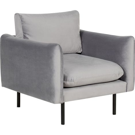 Poltrona moderna in velluto grigio con gambe nere Vinterbro