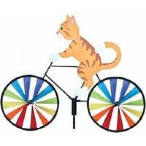 Moulin à vent chat à vélo, girouette de jardin, carillon éolien 3D mignon, chat à vélo, décoration de jardin (chat jaune)