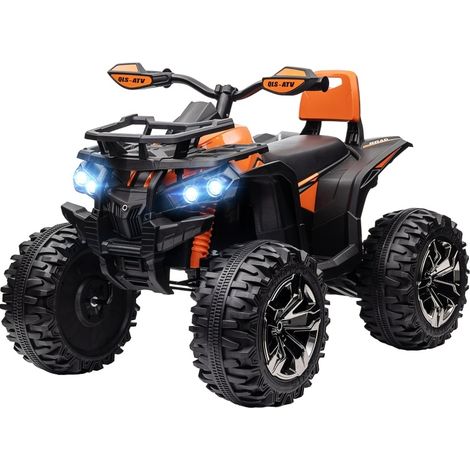 Quad elettrico per bambini 12V arancione con marcia avanti/indietro, MP3 e luce LED (1/4)