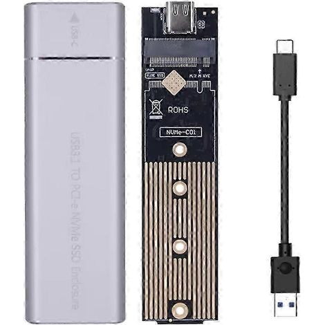 Boîtier SSD NVMe M.2 compatible avec les connecteurs M/M+B, adaptateur USB-C vers M.2, compatible avec les SSD NVMe NGFF double protocole. WHBYV (1/4)