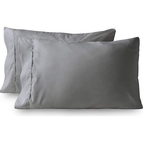 Set mit 2 dunkelgrauen Mikrofaser-Kissenbezügen im Briefumschlag-Stil, 51 x 76 cm (1/5)