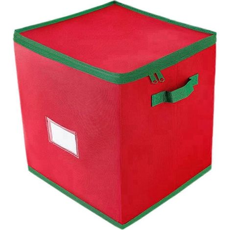 Boîte de rangement pliable pour décorations de Noël, pouvant contenir jusqu'à 64 boules décoratives, avec couvercle. (1/5)