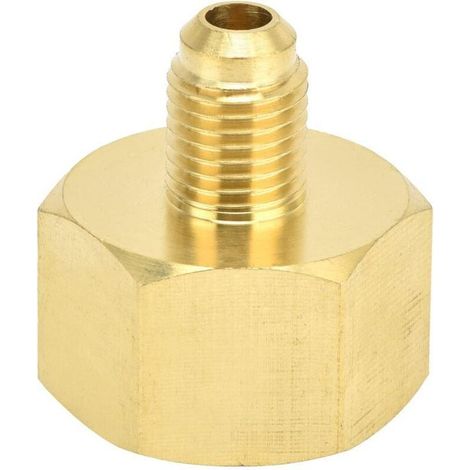 Ej.Life adaptateur de réfrigérant 1/4 SAE vers W21, laiton, réfrigérants R32, R134A, R407A, R404A, R422A, R422D, connecteur de remplissage Crezuo (1/4)
