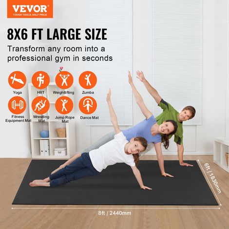 Tapis de yoga antidérapant haute densité pour homme et femme, tapis de fitness et d'exercice avec sac et sangle de transport pour yoga à domicile, pilates et entraînement au sol, 2440 x 1830 mm (1/5)