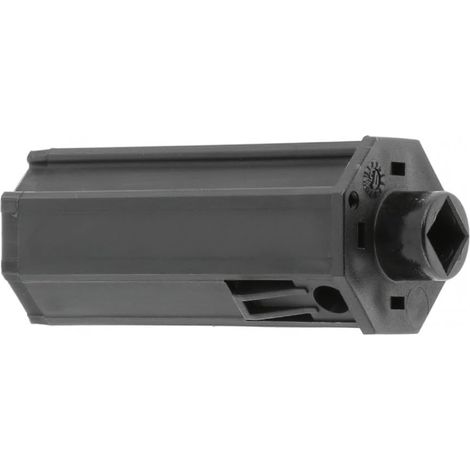 Embout de tube de volet roulant octogonal en PVC noir Fenêtre Sortie Baie vitrée Store, pour tube octogonal de 40 mm sortie carré de 10 mm avec nez Ø 18 mm (1/2)
