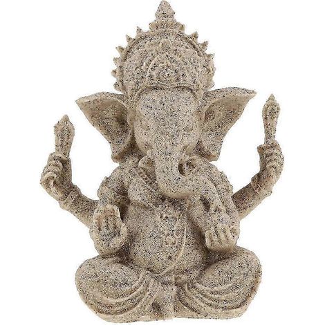 Statue de Ganesha en pierre de grès hindoue représentant une main d'éléphant, dieu de la méditation-Beige - 10cm