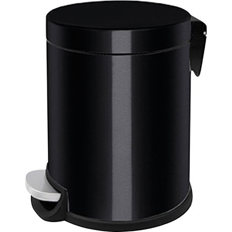 Poubelle ronde à pédale ligne black - Contenance : 5 L - Décor : Noir RAL 9005 - Diamètre : 205 mm - Hauteur : 275 mm - Matériau : Inox 304 - ITAR (1/2)